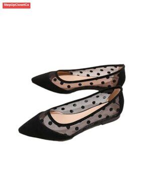Polka Dots Ballet Flats Pointed Toe Slip On Flat Shoes